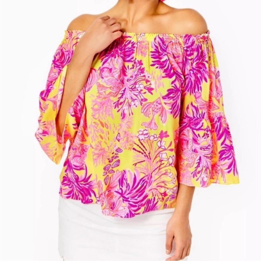 NWT Lilly Pulitzer Nevie long sleeve off the shoulder top